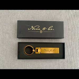 NEW Nena & Co gold key chain fob holder bag charm